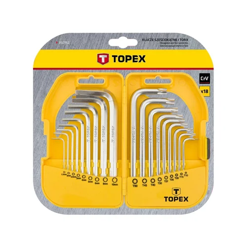 TOPEX Šešiabriaunių raktų rinkinys CrV, 18 vnt. image 2
