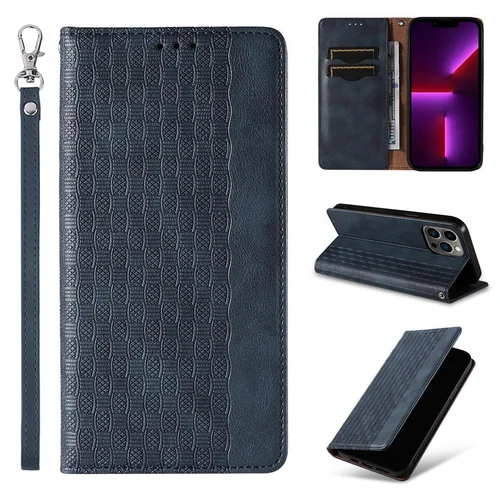 Samsung Galaxy S23 mėlynas magnetinis dėklas-piniginė su dirželiu image 3