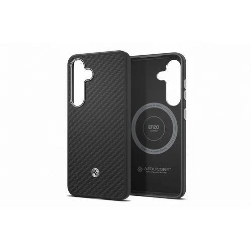Enzo Aramid Dėklas FPS936PGABW Samsung Galaxy S25 Plus, Juoda Sidabrinė image 1