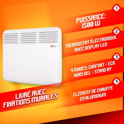 Warmtech Sieninis konvekcinis šildytuvas 1500 W image 2