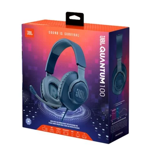 JBL Quantum 100 laidinės žaidimų ausinės, mėlynos image 1