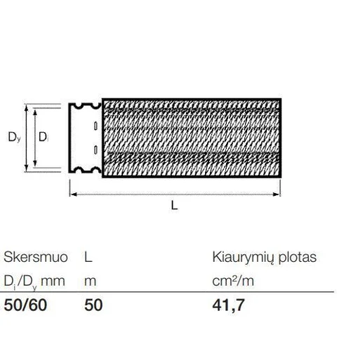 Wavin rievėtas drenažo vamzdis su geotekstile, Ø 50/60 mm image 3