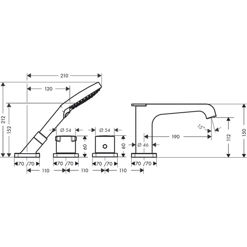 Hansgrohe AXOR Citterio E 36410000 – 4 skylių vonios maišytuvas image 2