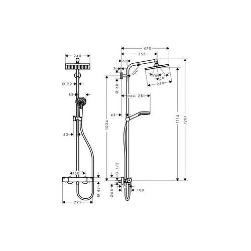 Hansgrohe Crometta 2727100 Chromo Termostatinis dušo komplektas image 2