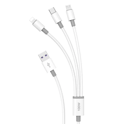 Dudao L8s-3in1 USB kabelis 100W 1,2 m Baltas image 1