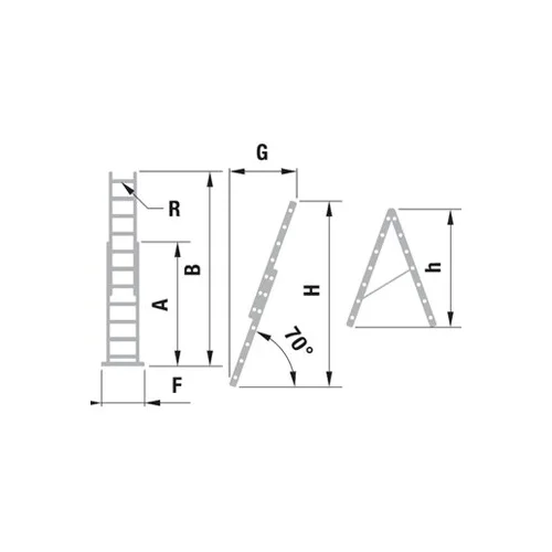 FORTE aliuminės universalios kopėčios 2×10 pakopų, 298–496 cm image 2