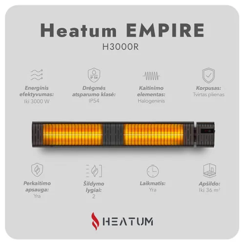 Heatum H3000R EMPIRE infraraudonųjų spindulių šildytuvas su trikoju stovu image 3