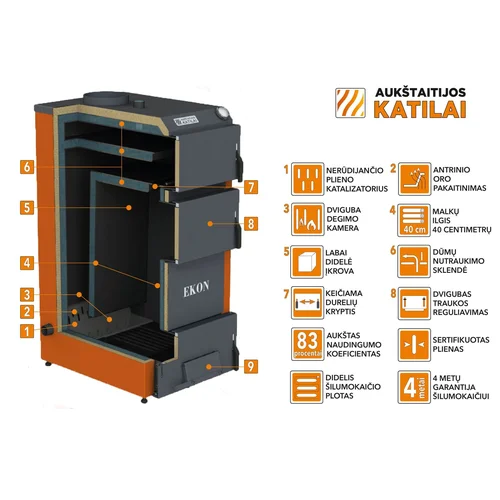 Katilas kieto kuro EKON 16 16 kW image 2
