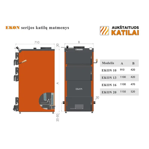 Katilas kieto kuro EKON 16 16 kW image 3