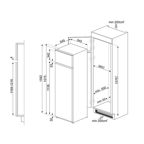 Smeg D4152E įmontuojamas šaldytuvas image 3