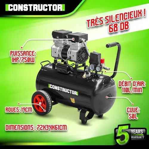 Constructor oro kompresorius, 50 L, 1 Hp image 3
