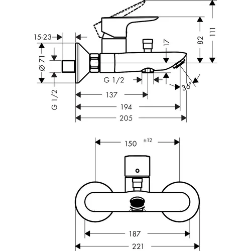 Hansgrohe Talis E 71740340, šlifuoto juodo chromo image 2