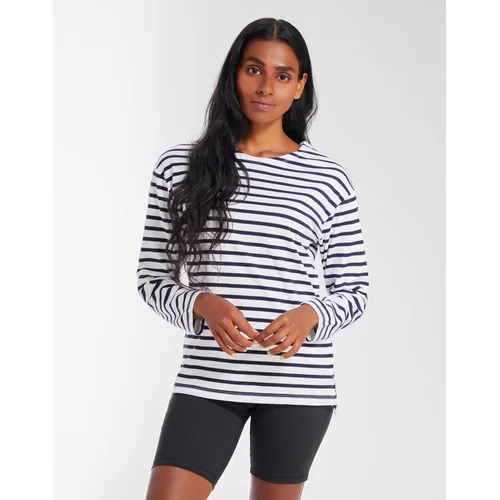 Mantis M136 medvilniniai marškinėliai ilgomis rankovėmis, Unisex, L, White/Navy image 3