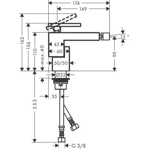 Hansgrohe AXOR Edge 46211330 Bide maišytuvas Juoda image 2