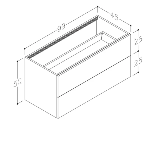 Kame Gama BUC/10-3DR/35-PO Spintelė po stalviršiu, 100 cm, Šviesus ąžuolas image 2