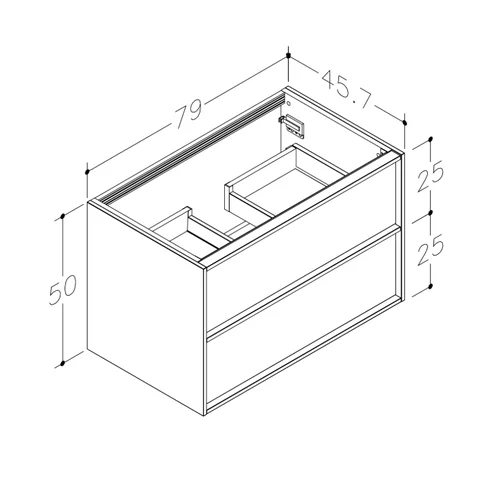Kame HOME BU/8-3DR/N07-HM Spintelė po praustuvu, 80 cm image 3
