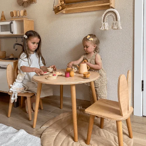 Vaikiškas Stalas Su Kėdėmis Montessori, Apvalus, 46x61 cm image 2