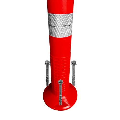 Eurostal 750 mm raudonas lankstus kelio stulpelis su inkariniais varžtais image 2