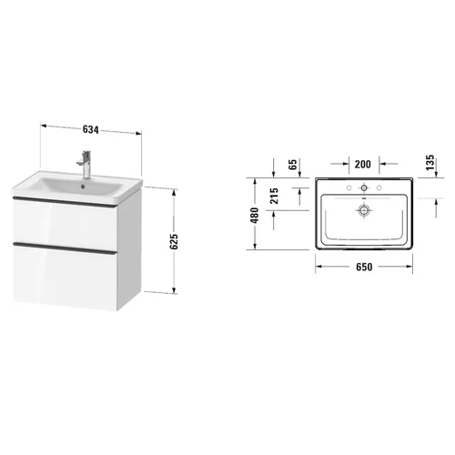 Duravit D-Neo DE012001616 Spintelė su praustuvu, 65×48 cm, Juodas ąžuolas image 2