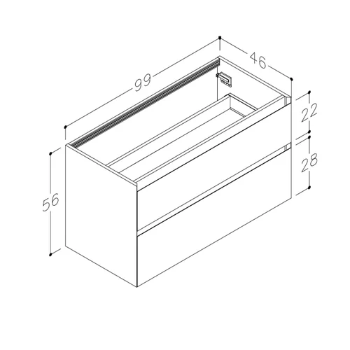 Kame LOFT Spintelė po stalviršiu, BUC/10-3DR/D18-LFT, 100 cm, Šviesiai pilka image 2