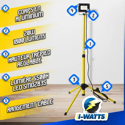 I-Watts LED prožektorius ant trikojo 20W image 2