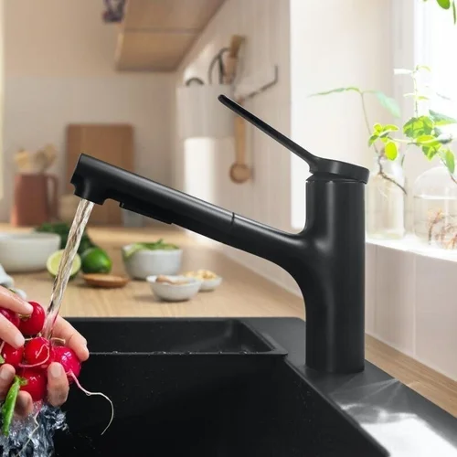 HANSGROHE Zesis M33 maišytuvas su ištraukiamu dušeliu juodos matinės spalvos image 2