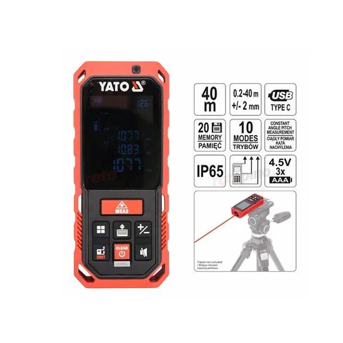 YATO YT-73126 lazerinis atstumo matuoklis, 0,2–40 m, ±2 mm image 2