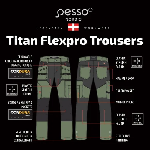 PESSO TITAN Flexpro KD125Z Darbo kelnės, chaki, 54 image 3