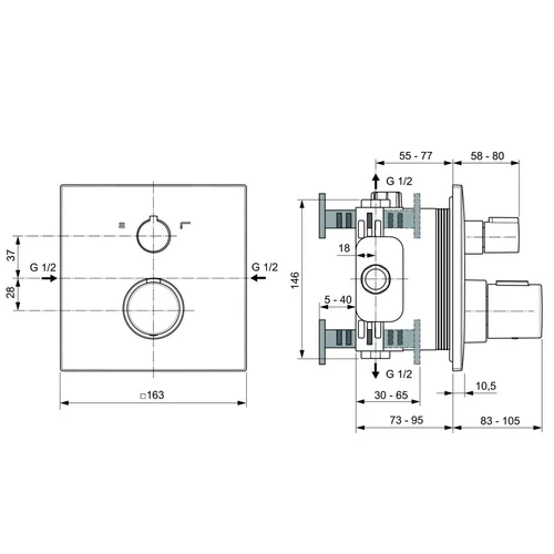 Potinkinis termostatinis maišytuvas Ideal Standard Ceratherm C100, A7522AA, chromo image 2