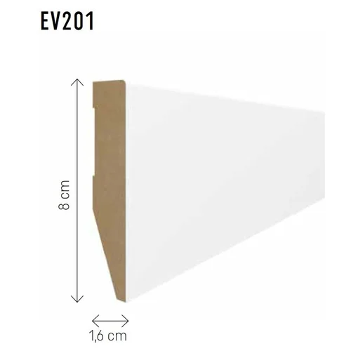 Grindjuostė MDF EVERA EV201 balta 80 mm pločio, 2,4 m ilgio image 2