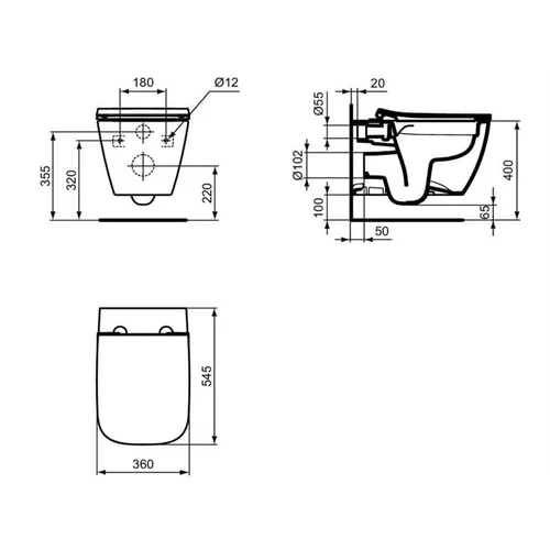 Ideal Standard I.Life pakabinamasis unitazas, 40 cm x 36 cm image 2
