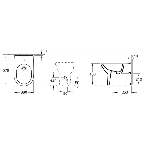 Pastatoma bidė 360x560 Villeroy&Boch O.Novo 54610001 image 3