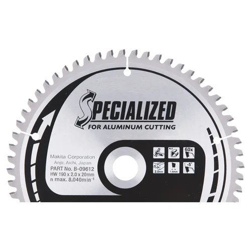 T.C.T. pjūklas SPECIALIZED 190X2X20mm -5° T60 Makita B-09612 image 1