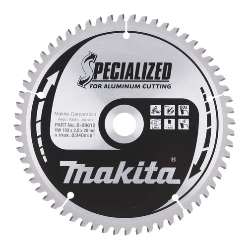 T.C.T. pjūklas SPECIALIZED 190X2X20mm -5° T60 Makita B-09612 image 2
