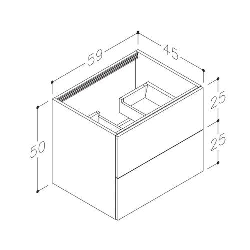 Kame Gama BU/6-3DR/48 Spintelė po praustuvu, 60 cm, Varinis ąžuolas image 2