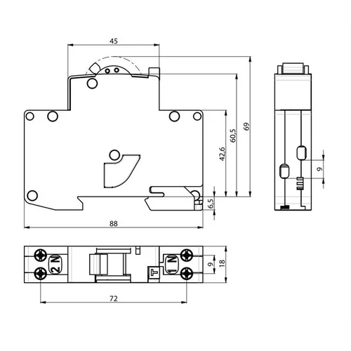 ETI KZS-1M 1P+N nuotėkio relė image 2