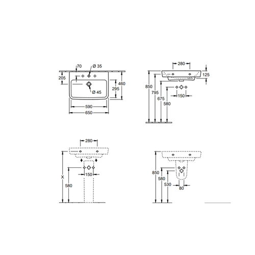 Villeroy&Boch O.Novo 4A416501, 65x46 cm praustuvas image 2