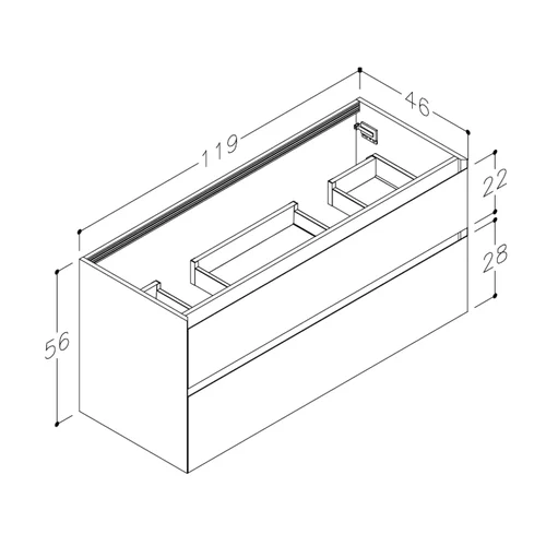 Kame LOFT BUD/12-3DR/D23-LFT Spintelė po dvigubu praustuvu, 120 cm, Terakota image 2