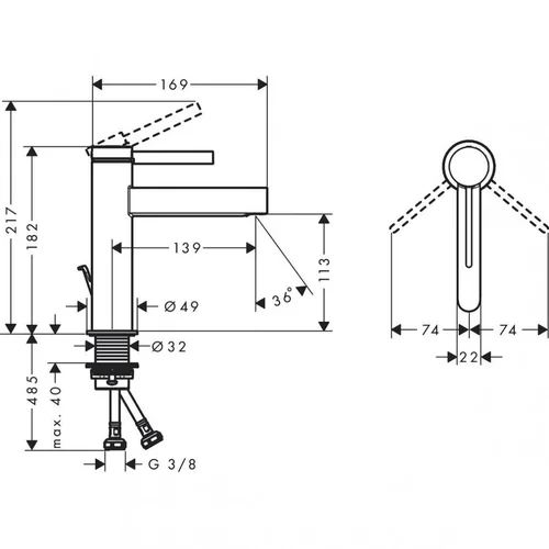 Hansgrohe Finoris 110 praustuvo maišytuvas Juoda matinė image 3
