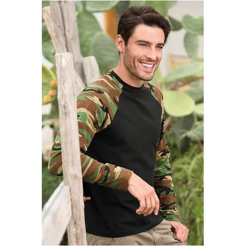 MALFINI 166 kontrastingi vyriški marškinėliai ilgomis rankovėmis - S, camouflage green image 2