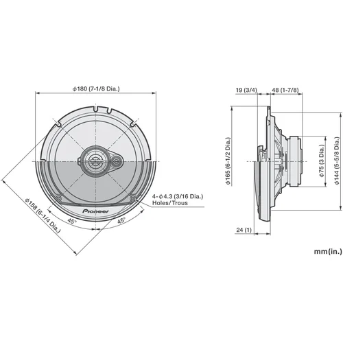 Pioneer TS-A1671F 165 mm automobiliniai garsiakalbiai image 3