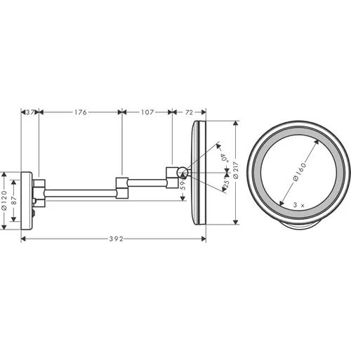 Hansgrohe Logis 73570000 Skutimosi veidrodis su LED apšvietimu, chromo image 2