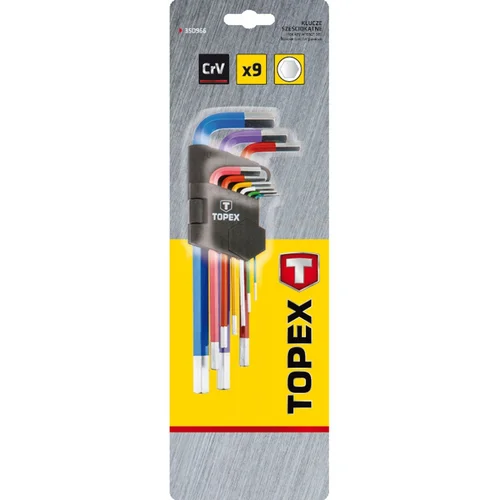 TOPEX 35D966 šešiakampiai raktai 1.5–10 mm, spalvoti, 9 vnt. image 2