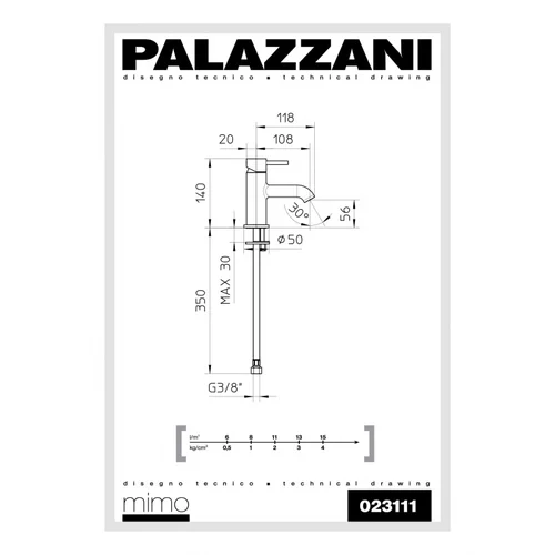 Palazzani MIDI MIMO praustuvinis maišytuvas, Chromas blizgus, 14 cm aukštis image 2