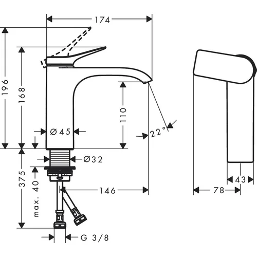 Hansgrohe Vivenis praustuvo maišytuvas, 75024000, Chromo image 2