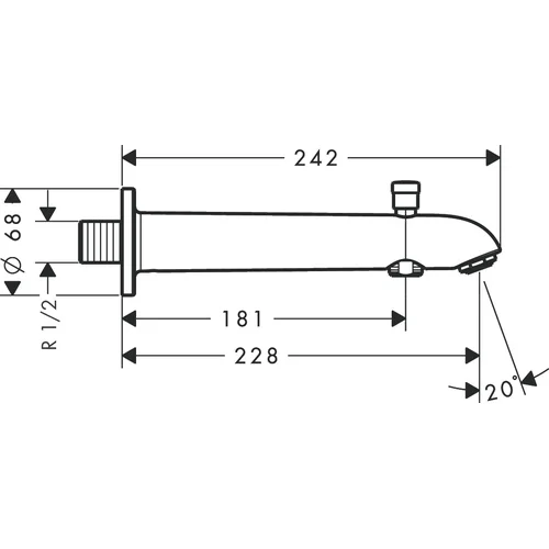 Hansgrohe 13424000 potinkinis vonios snapas su perjungimo vožtuvu Chromas image 2
