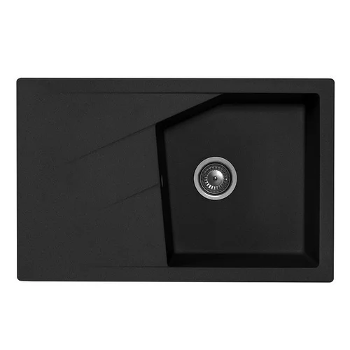 AQUALINE Linea Plus 36S2401 akmens masės plautuvė, 78x50 cm, Juoda image 1
