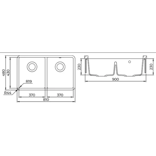 HELIKA Arca SQA200-111W plautuvė, 810×480 mm, akmens masės, dramblio kaulo image 3