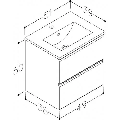 Raguvos Baldai COSMOS Spintelė su praustuvu 51 cm Pilka matinė image 2