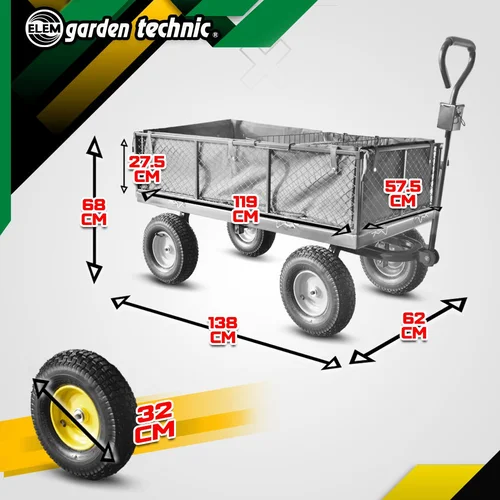 Plieninis vežimėlis su nuimamu brezentu, 500 kg image 3